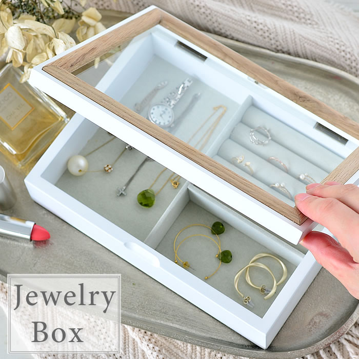 楽天市場】ジュエリーボックス4段収納 クリスタル調取手（木製 大容量
