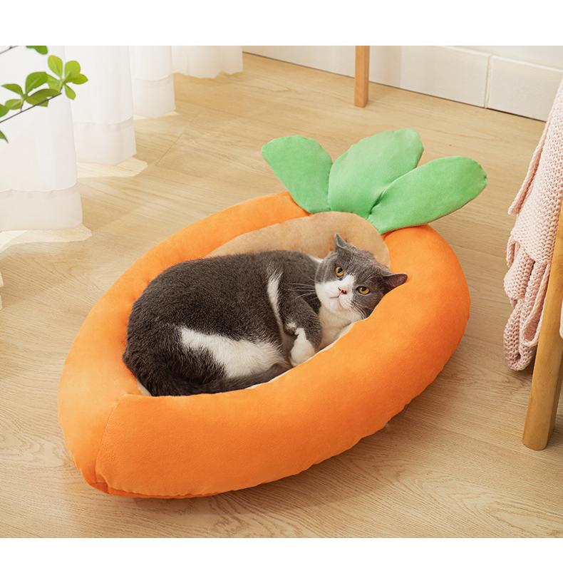 犬ベッド 猫ベッド 人参型 ぐっすり眠る 犬猫用クッション中小型 可愛い 暖かい ペットベッド ふわふわ 面白い 防寒 猫ソファー 洗える ペットハウス 小動物用 寝床 マット ペット用品 室内 春夏秋冬 洗濯 通年 冬用