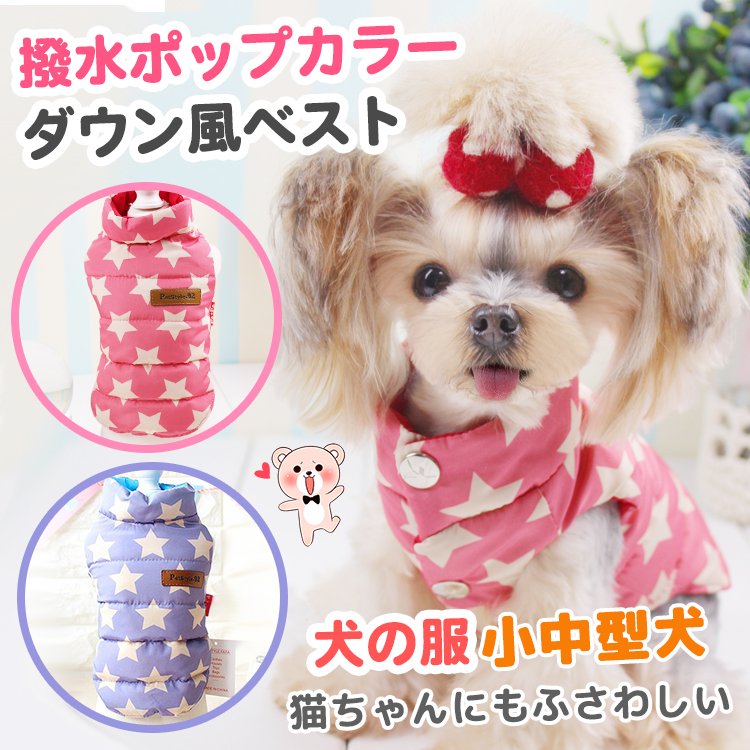楽天市場 犬 服 秋冬服 猫 撥水ポップカラーダウン風ベスト 星柄 アイドッグ 犬の服 アイドッグ ドッグウェア ペットウェア 犬 服 猫服 にゃんこ Dog 秋物 冬物 愛犬 誕生日 プレゼント ギフト 犬の服 チワワ ダックス トイプードル 小型犬 E Zone