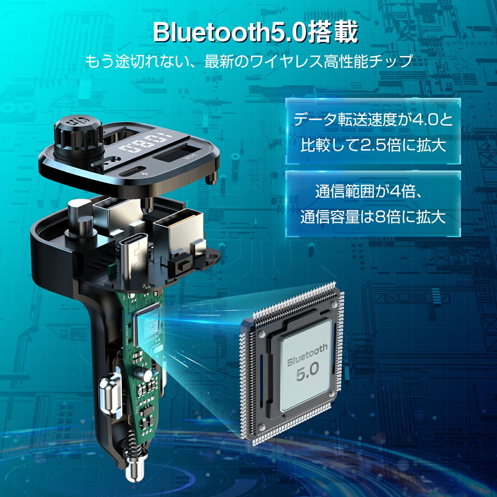古典 Fmトランスミッター Bluetooth5 0 高音質 音楽再生 3つusb充電ポート付き ハンズフリー通話 車載 カーチャージャー ノイズ軽減 Enc 無線 シガーソケット レシーバー 遅延なし 高性能 車載充電器 7色ledライト 12 24v車対応 技適認証済 送料無料 Sferavisia Hr