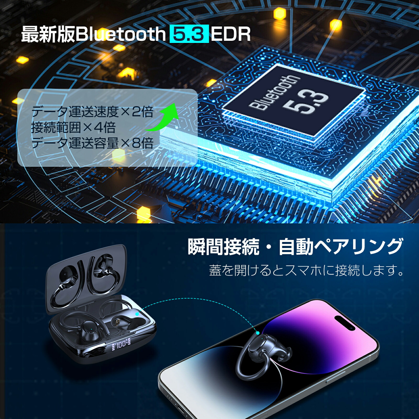 専門ショップ Bluetooth ワイヤレスイヤホン LEDディスプレイイヤホン