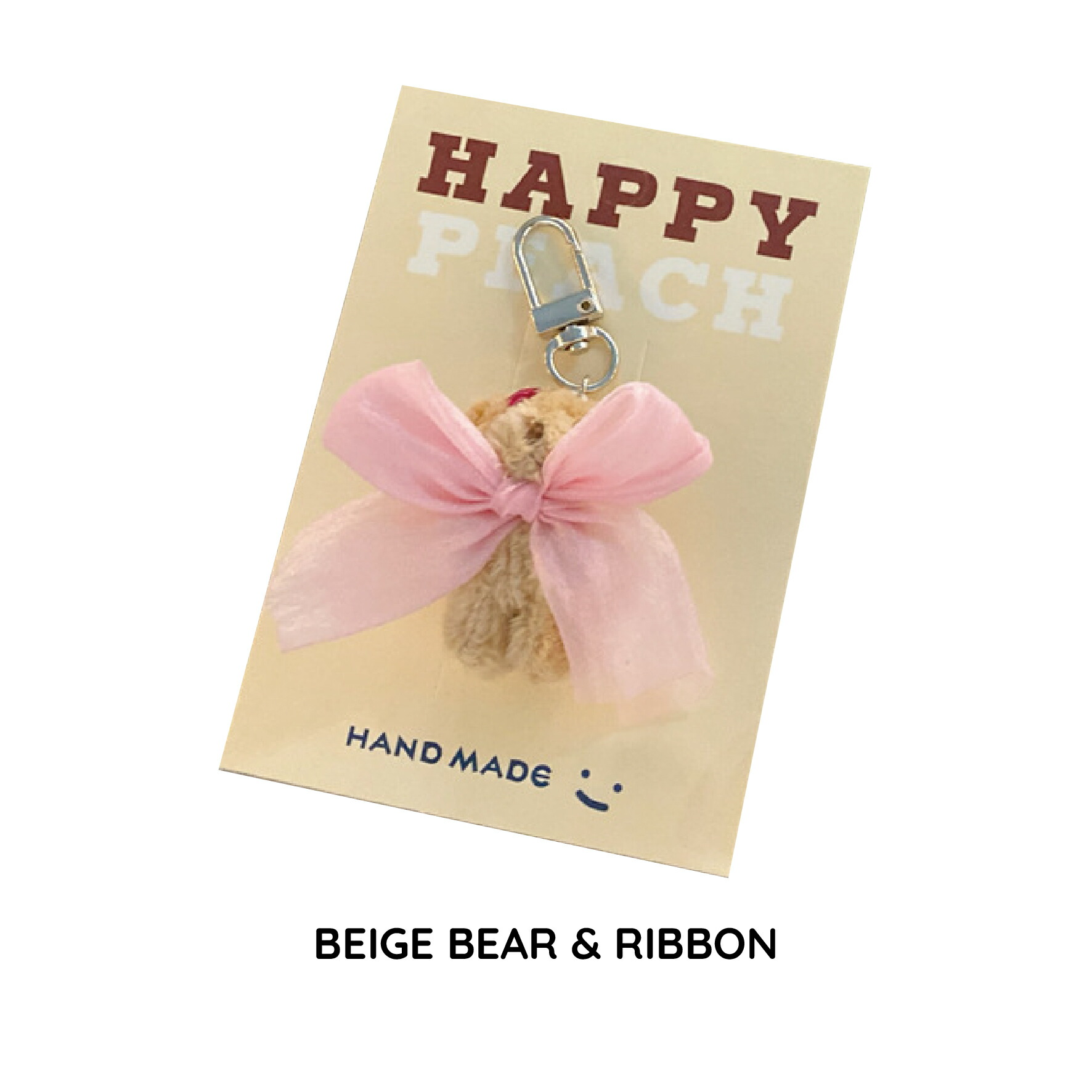 【BanchaBancha スニーカーデコレーション ベージュベアー＆リボン】シューズアクセサリー パンプス 靴紐 レディース マスコット キーホルダー ストラップ クマ テディベア 紐 パーツ チャーム 装飾 ワンポイント アレンジ ファッション 雑貨 おしゃれ かわいい 韓国 セール画像