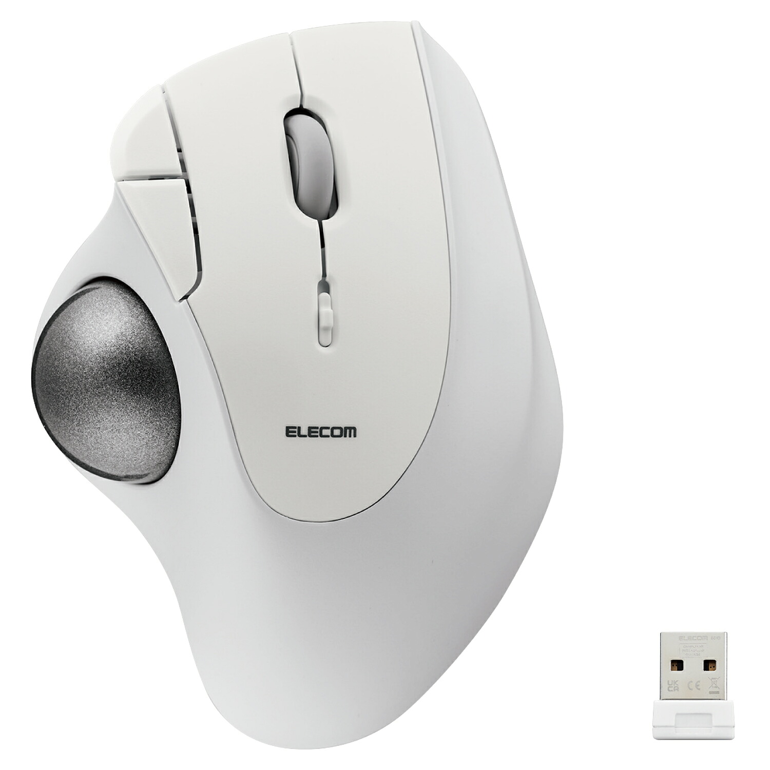 [ELECOM]トラックボール マウス 無線 5ボタン 人工ルビーユニット エルゴノミクス 【 Windows 11 / 10 macOS ChromeOS 各種対応 】 ホワイト M-IT10DRWH/MIT10DRWH