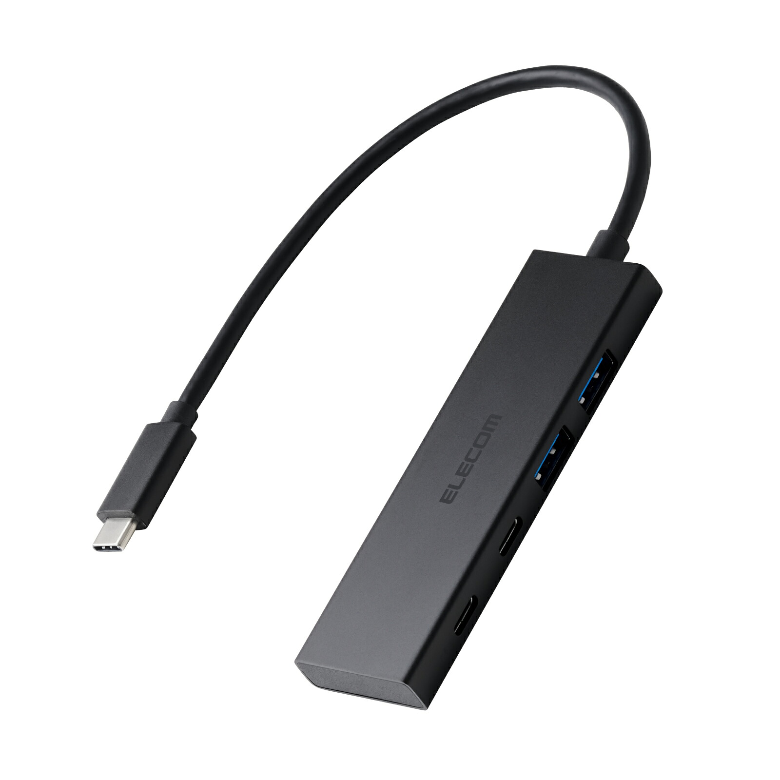 [ELECOM]USB Type-C ハブ 4ポート 10Gbps 高速 PD 100W 【 MacBook iPad Windows 等対応 】 薄型 USB-C ×2 USB-A ×2 ブラック U3HC-H042PBK/U3HCH042PBK