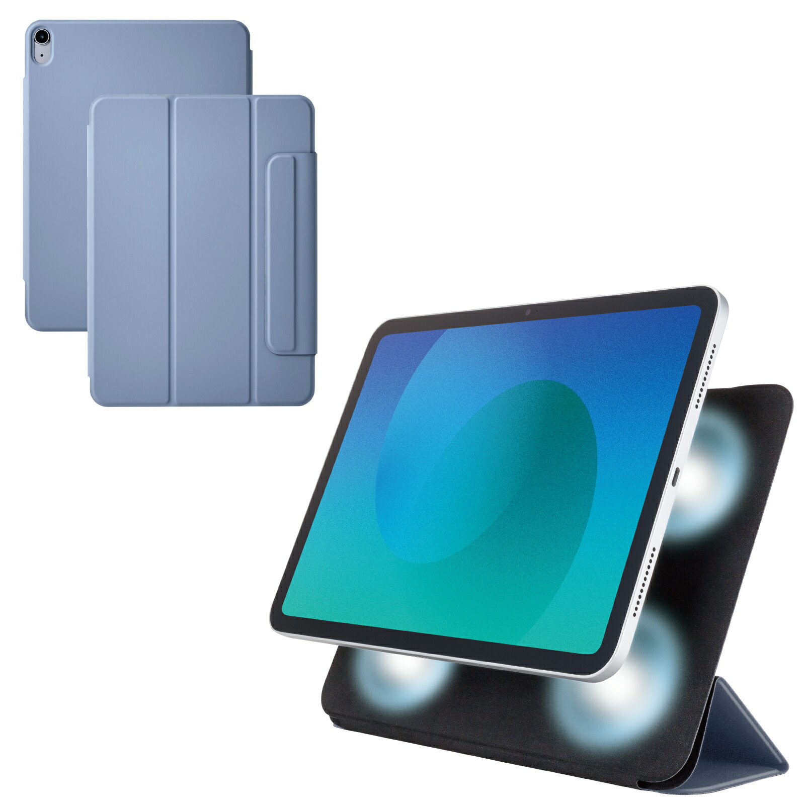 [ELECOM]iPad Air ケース 11インチ ( M3 / M2 ) 10.9インチ 第5世代 第4世代 マグネット着脱フラップ カバー 2アングル スタンド オートスリープ機能 超薄型 ブルーグレ- TB-A25MWVPF2BG/TBA25MWVPF2BG