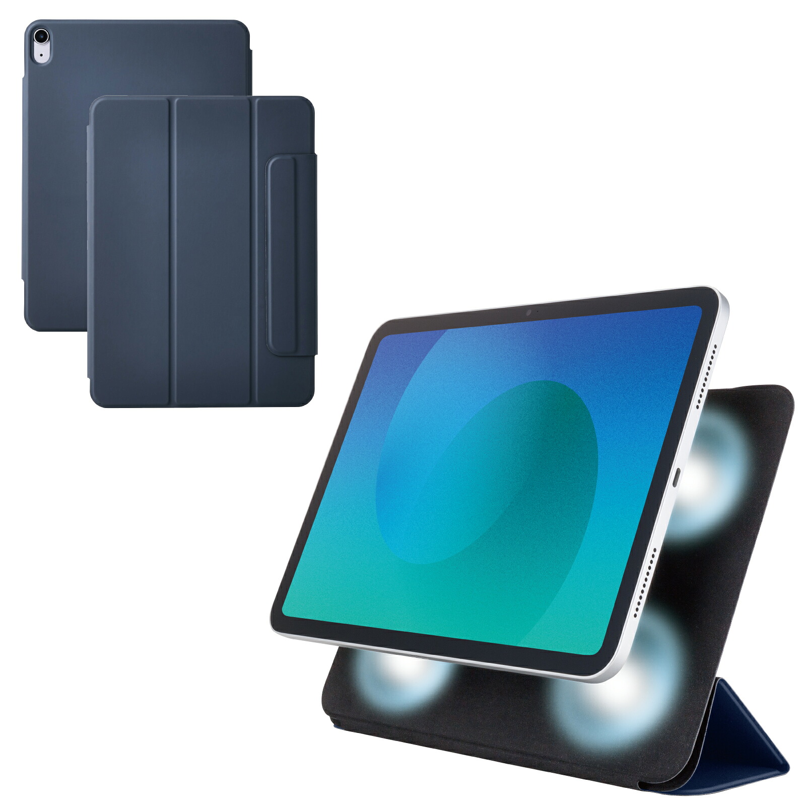 [ELECOM]iPad Air ケース 11インチ ( M3 / M2 ) 10.9インチ 第5世代 第4世代 マグネット着脱フラップ カバー 2アングル スタンド オートスリープ機能 超薄型 ネイビー TB-A25MWVPF2NV/TBA25MWVPF2NV