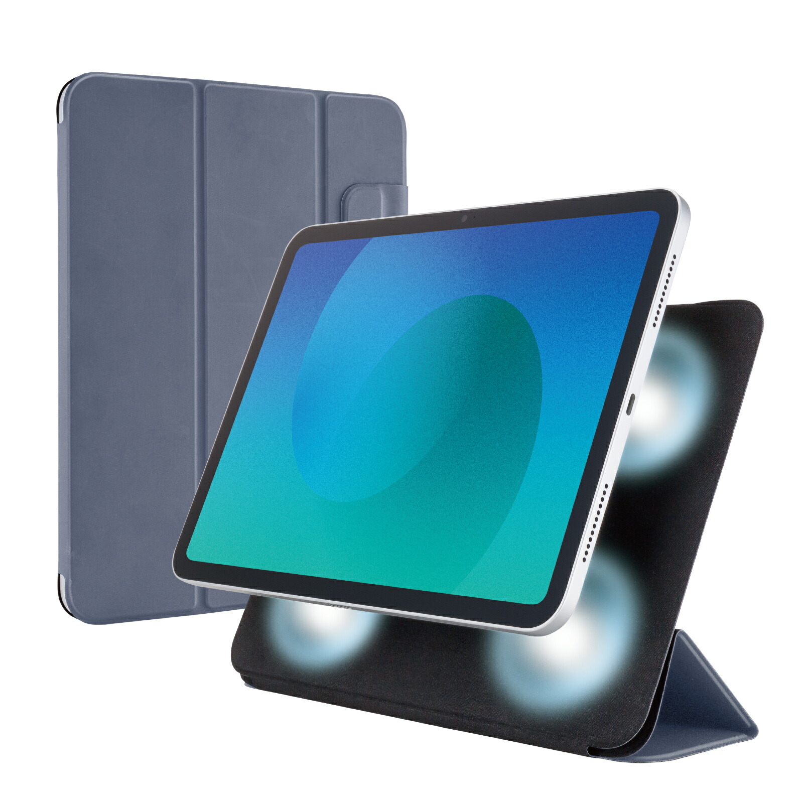 [ELECOM]iPad ケース 11インチ ( A16 ) / 10.9インチ 第10世代 マグネット着脱フラップ カバー 2アングル 三つ折りスタンド オートスリープ機能 軽量 薄型 ブルーグレー TB-A25RWVPF2BG/TBA25RWVPF2BG