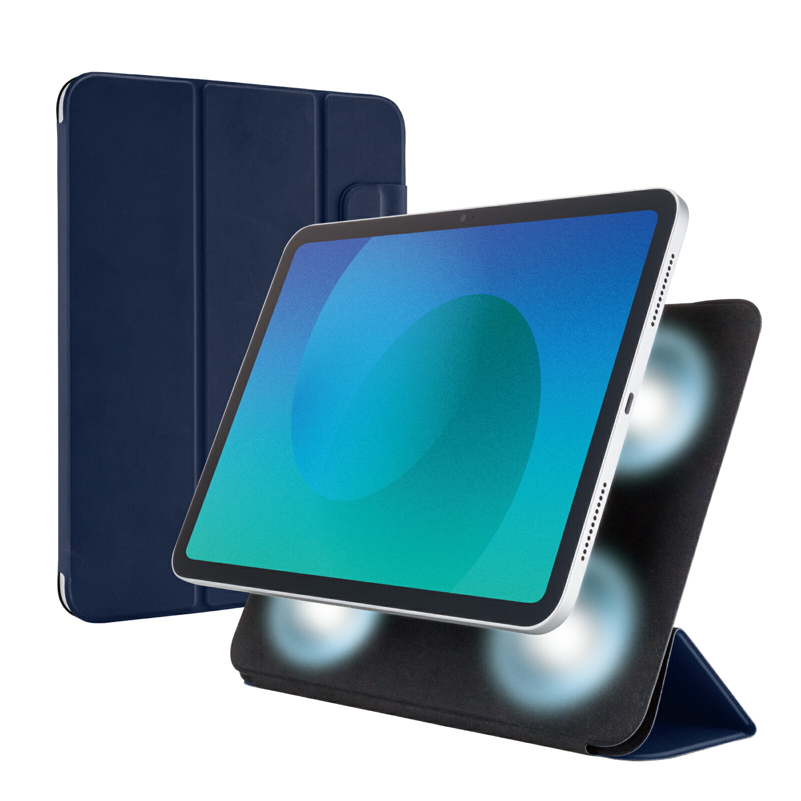 [ELECOM]iPad ケース 11インチ ( A16 ) / 10.9インチ 第10世代 マグネット着脱フラップ カバー 2アングル 三つ折りスタンド オートスリープ機能 軽量 薄型 ネイビー TB-A25RWVPF2NV/TBA25RWVPF2NV