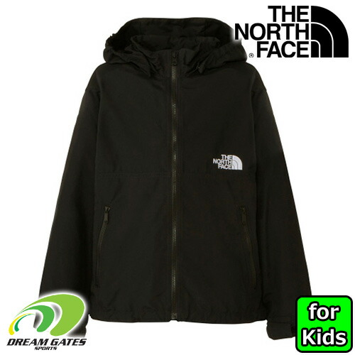 THE NORTH FACE 【Compact Jacket：K（ブラック）】ノースフェイス　コンパクトジャケット　キッズ　ジュニア　子供用　薄手　 軽量　　フードが外れるので通学時にも!!　NPJ22210の後継モデル　【130cm】【140cm】【150cm】 | DREAM GATES 