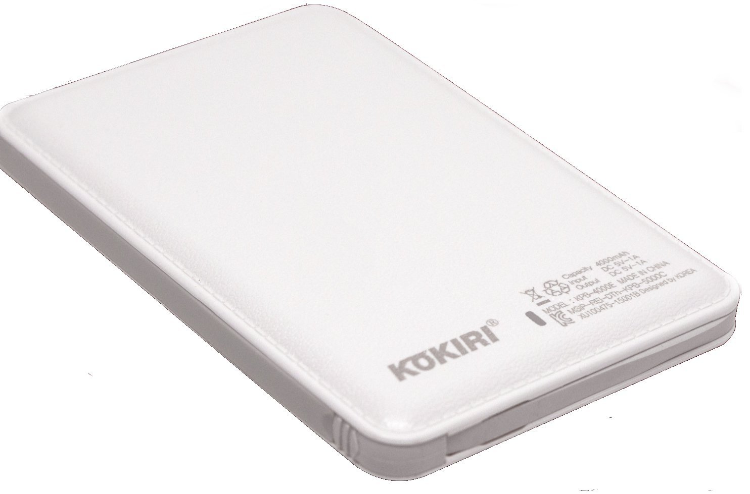 モバイルバッテリー 小型 Ultra Slim Battery Pack 4000mAh ホワイト KPB-4000E / 在庫あり/ iphone  スマホ 充電 カード型 KOKIRI 軽量 コンパクト | ビーガンペットフューチャモバイル