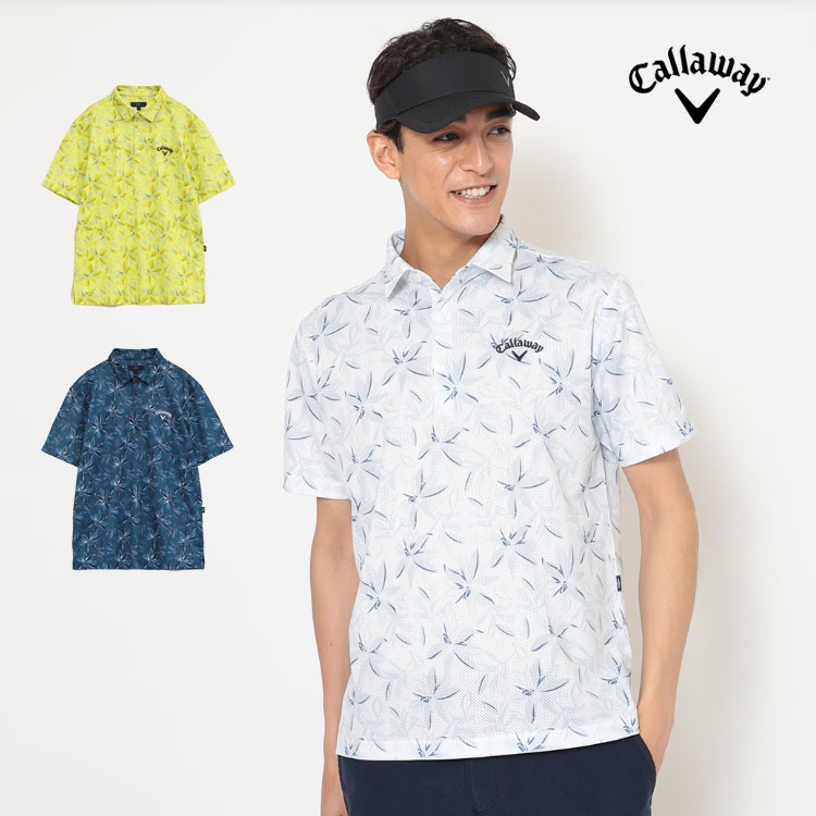 【30%OFF・SALE・セール】2025年 PreFall Callaway GOLF キャロウェイ ゴルフウェア C25234104 かざあなメッシュ フラワープリント シャツ ポロシャツ [風穴から風が通る素材、吸汗速乾性] （メンズ）