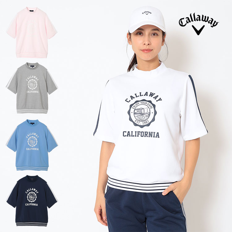 2026年 春 夏 新作 Callaway GOLF キャロウェイ ゴルフウェア C26117204 裏毛 スウェット 半袖 ハイネック プルオーバー [裏毛素材]（レディース）