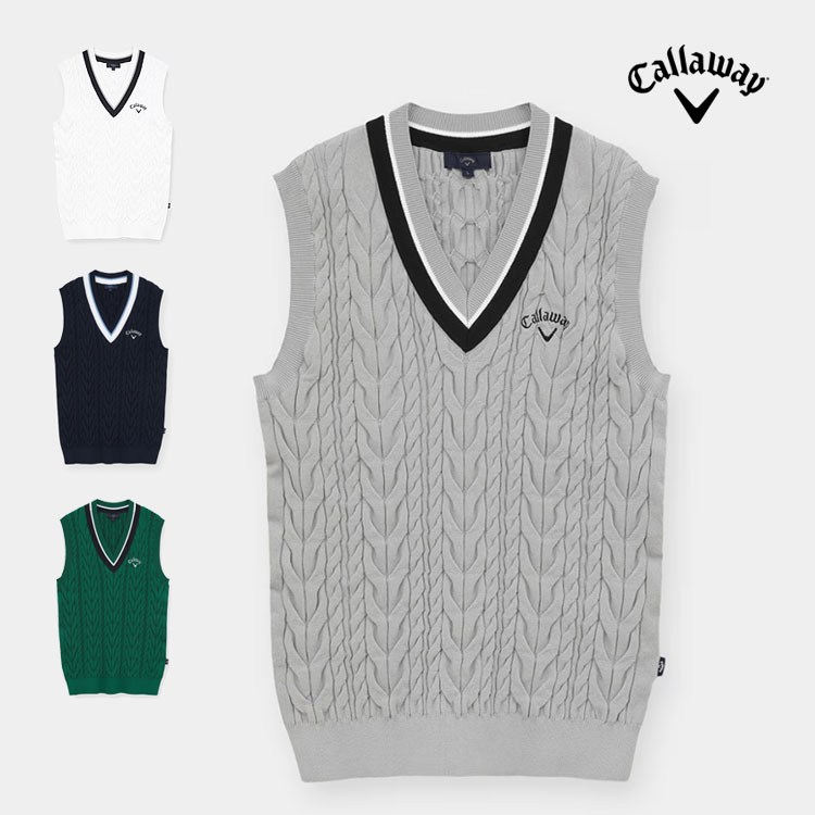 2026年 春 夏 新作 Callaway GOLF キャロウェイ ゴルフウェア C26119100 ミニケーブル編み Vネック ニット ベスト [天然タッチニット]（メンズ） 8,753円