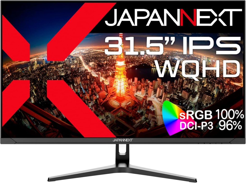 ジャパンネクスト 31.5インチ ワイド液晶ディスプレイ(2560x1440/IPS/DP/HDMI/Type-C65W給電/チルト/非光沢/2年保証) JN-IPS315WQHDR-C65W
