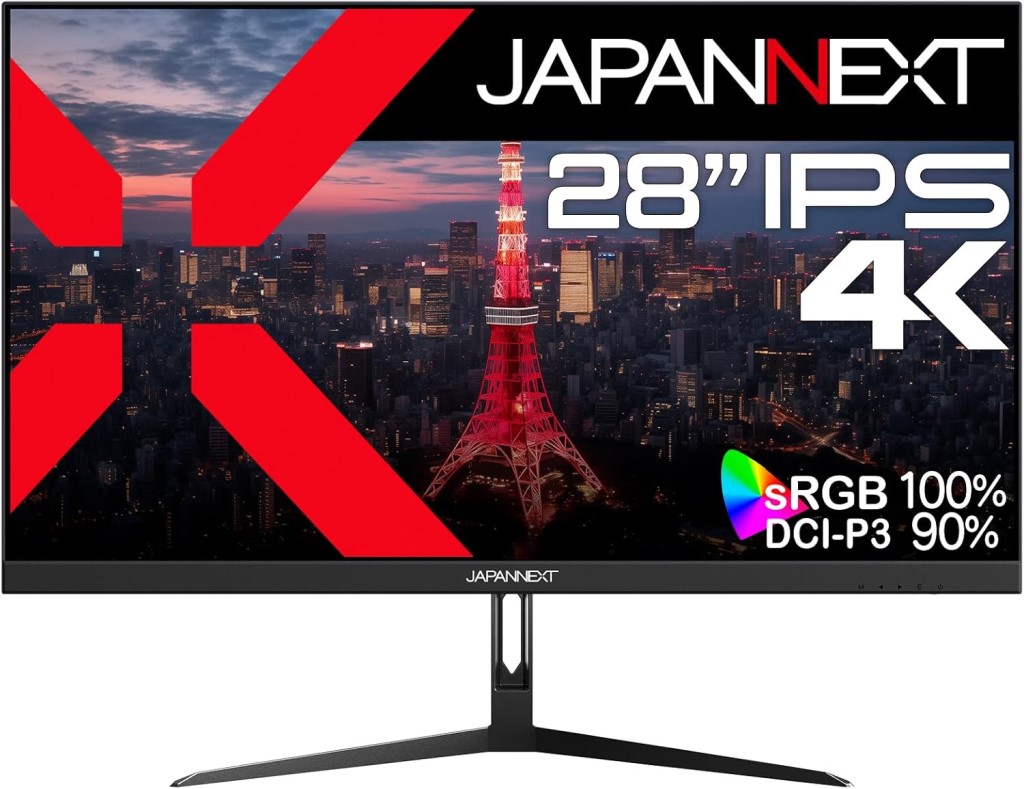 ジャパンネクスト 28インチ ワイド 4K液晶ディスプレイ(3840x2160/IPS/DPx2/HDMIx2/スピーカー/チルト/非光沢/2年保証) JN-IPS28U