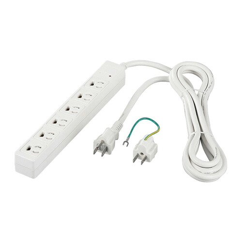 BUFFALO RoHS対応 3ピン式電源タップ 6個口タイプ マグネット付 3m ホワイト BSTAPMS3630WH