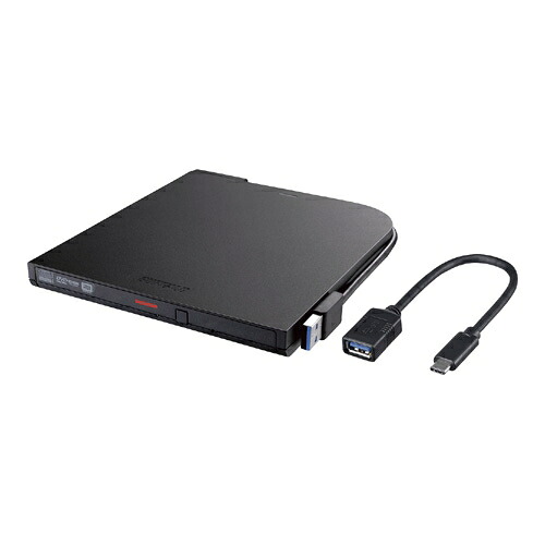 バッファロー USB3.2(Gen1)対応 ポータブルDVD 書込ソフト添付 ブラック DVSM-PTCV8U3-BKB 時間指定不可｜F-Park