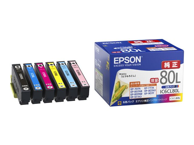 エプソン インキ薬莢(引き揚げ6色容器に並べる) 集積回路6CL80L インクカートリッジ-PCサプライ・消耗品