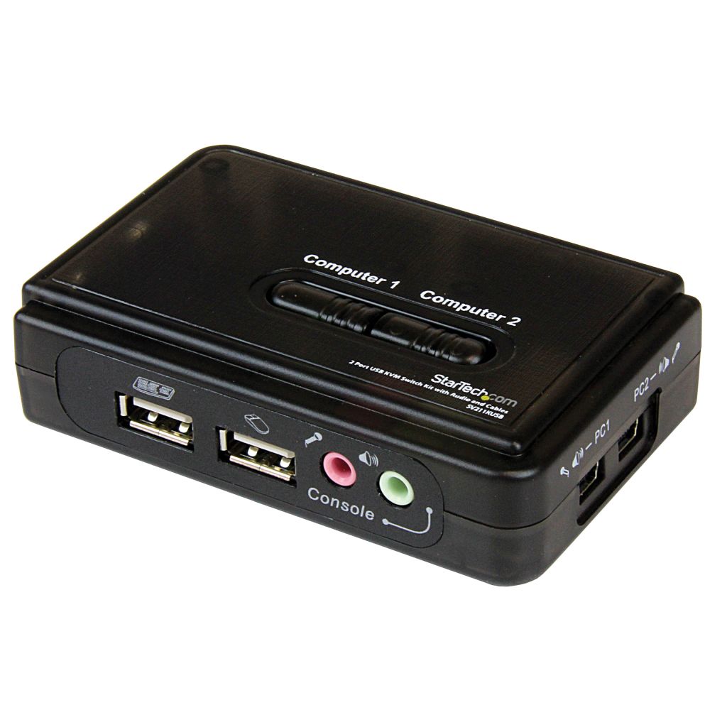 StarTech.com 2界面USB繋ぎ合わせるKVM取り替えっこ(オーディオ相応う/有線テレビ嘱する) 2台用パソコンマイコン/中央処理装置うつり変わり器(黒いこと) 解像力2048x1536 SV211KUSB