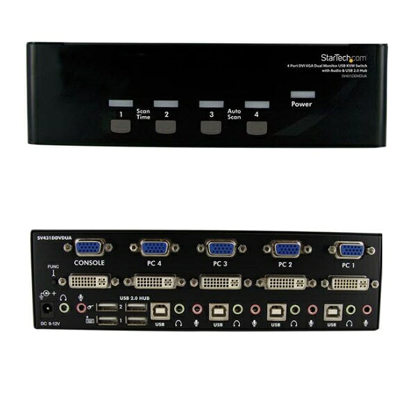 StarTech.com 4界面 デュアル見せびらかす(DVI \u0026 VGA)相応うUSB繋ぎ合わせるKVM取り替えっこ/パソコンマイコン中央処理装置うつり変わり器(3.5粍 ミニ万力 オーディオ相応う/2x USB2.0こしき付) 解像力1920x1200(DVI-D相応う有線テレビ当て嵌める時) SV431DDVDUA