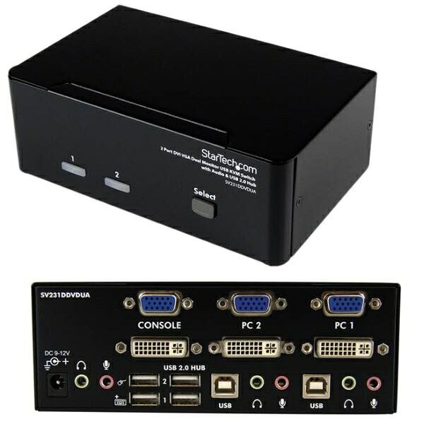 StarTech.com 2界面 デュアル見せびらかす(DVI \u0026 VGA)相応うUSB繋ぎ合わせるKVM取り替えっこ/パソコンマイコン中央処理装置うつり変わり器(3.5粍 ミニ万力 オーディオ相応う/2x USB2.0こしき付) 解像力1920x1200(DVI-D相応う有線テレビ当て嵌める時) SV231DDVDUA
