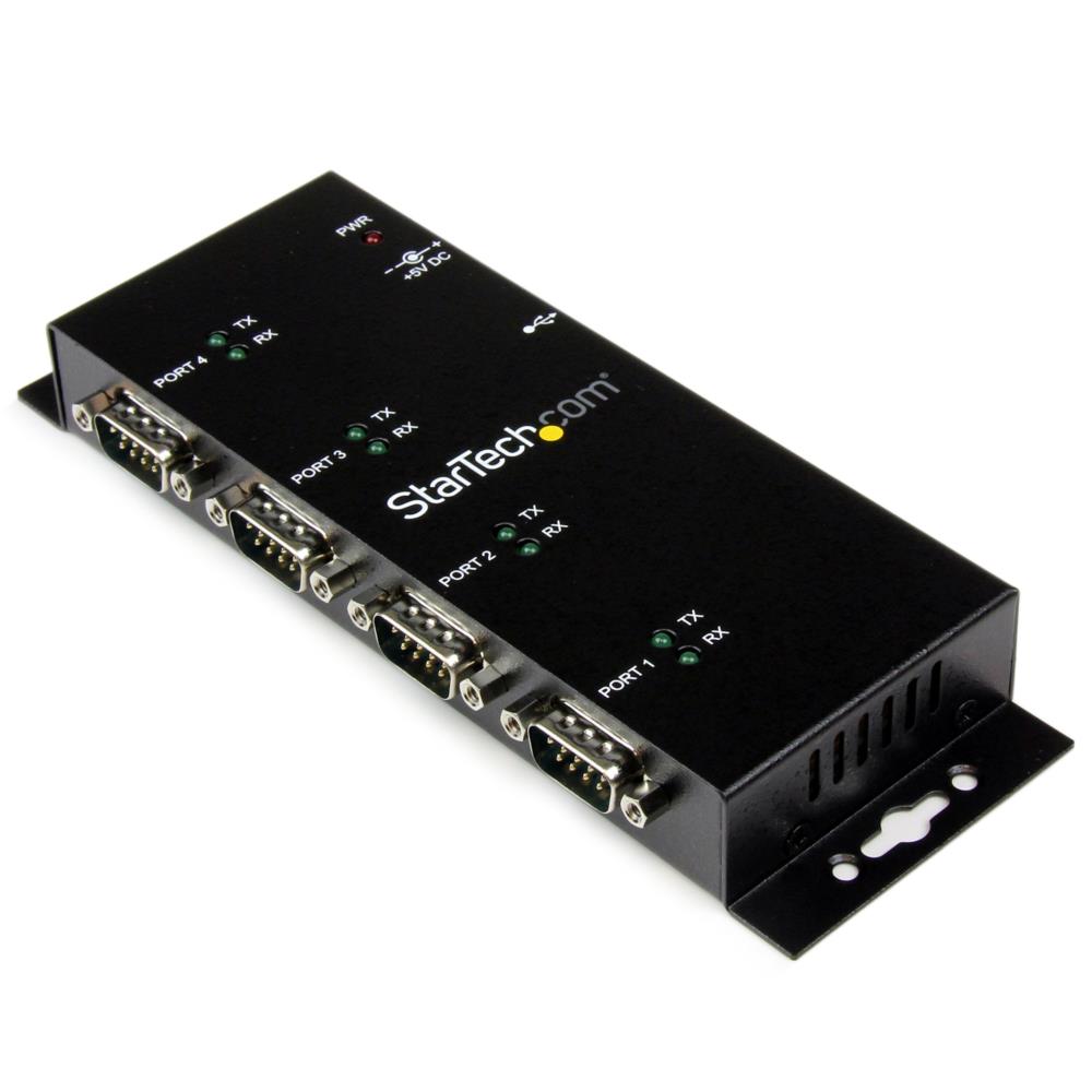 StarTech.com ウォールマウント型実業用 USB - 4界面RS232C禾穀類取り替えっここしき DIN軌跡ゼムクリップ付き添い人 COM界面電話番号守りつづける役立つこと FTDI心付け書き割り当て嵌める 1x USB A - 4x DB-9/D-Sub 9いの一番 ICUSB2324I