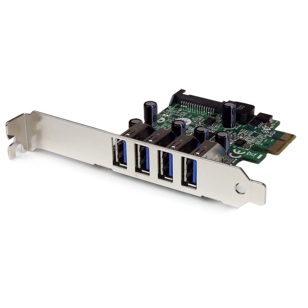 StarTech.com SuperSpeed USB 3.0 4ポート増設PCI Expressインターフェースカード 4x USB 3.0 拡張用PCIe x1 接続ボード SATA(15ピン)電源端子付き PEXUSB3S4V