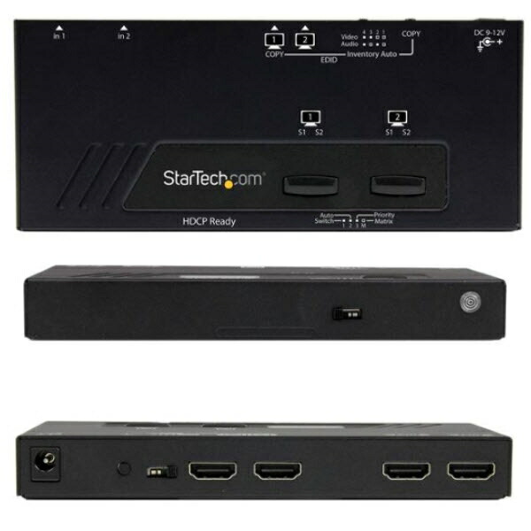 StarTech.com 2インプット2最終生産物HDMIマトリックススイッチャーうつり変わり分かち合う器 2x2 HDMIビデオセレクタースプリッター 1080p 自動小銃/優先順位うつり変わり役立つこと付き添い人 VS222HDQ