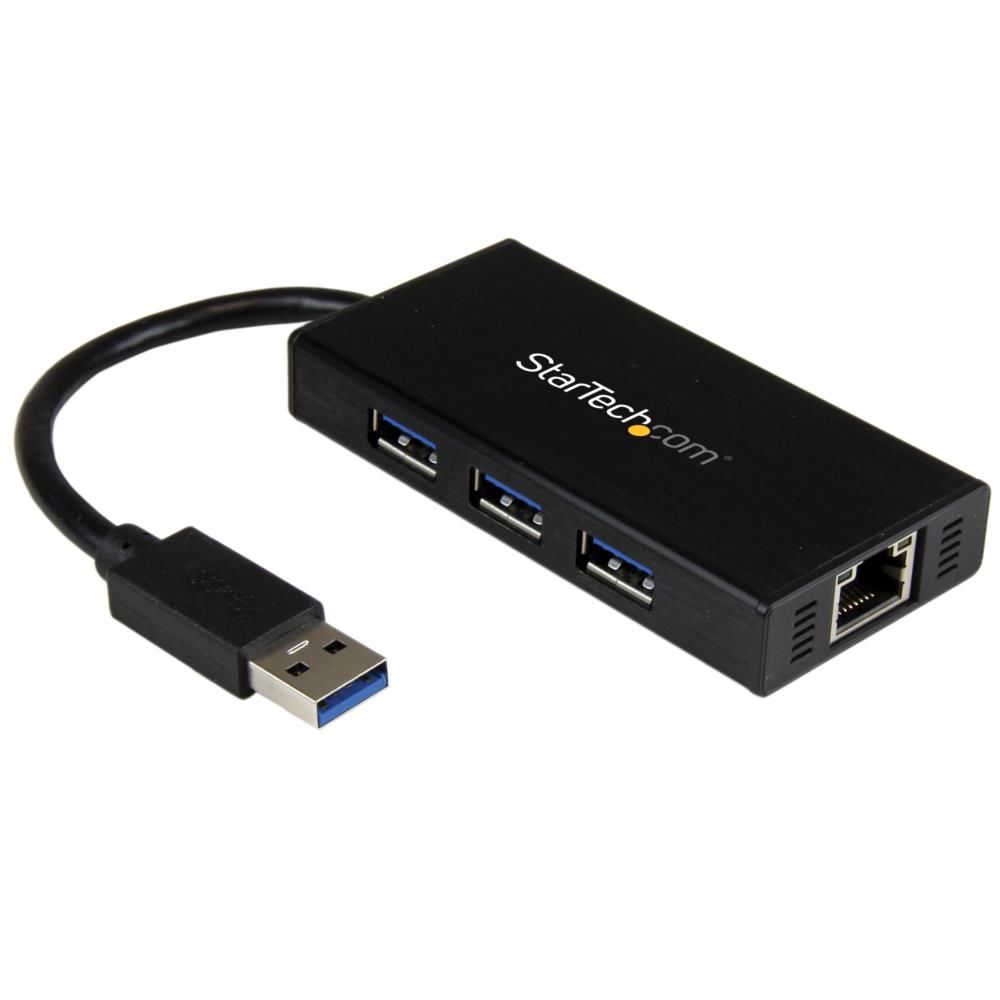 StarTech.com 3ポートUSB 3.0ハブ付きギガビットEthernet対応LANアダプタ (アルミ筐体、本体一体型ケーブル) USB3.0接続イーサネット対応有線LANアダプタ ST3300GU3B 時間指定不可|F-Park