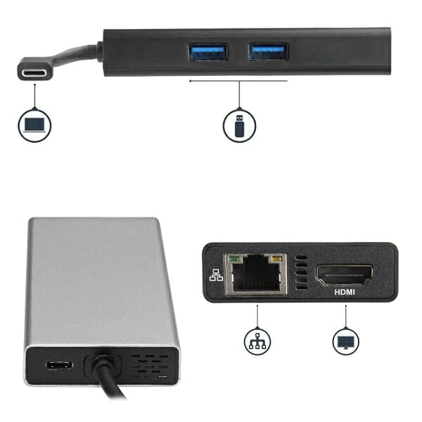 StarTech.com USB Type-C接続マルチアダプタ 4K HDMI対応 2x USB-Aポート 60W USB Power Delivery GbEポート DKT30CHPD 時間指定不可|F-Park