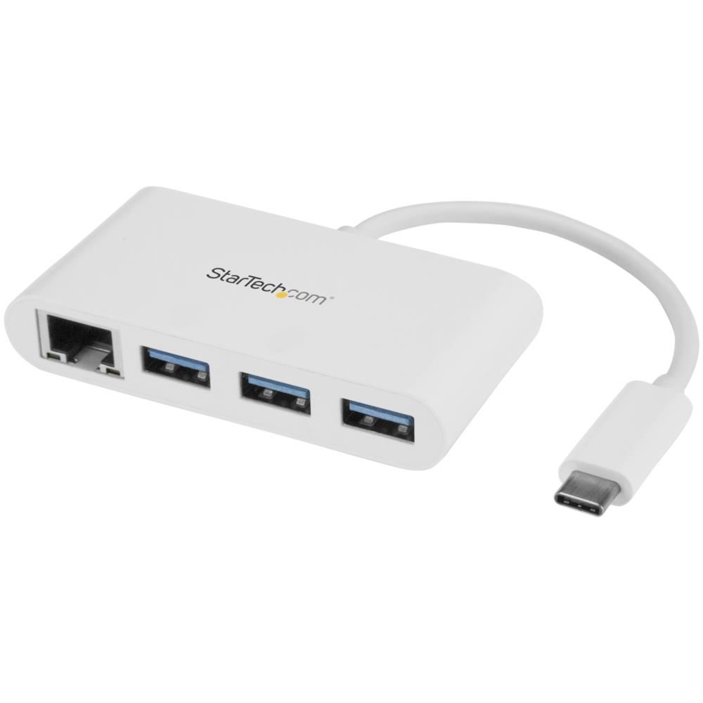 StarTech.com ギガビットEthernetポート搭載3ポートUSB 3.0ハブ USB Type-C接続 USB 3.0ハブ搭載有線LANアダプタ ホワイト HB30C3A1GEA 時間指定不可|F-Park