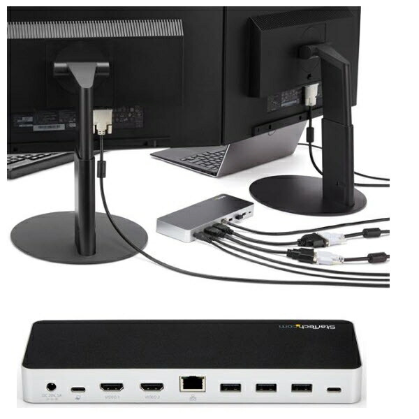 StarTech.com 縛ステイション/USB Type-C繋ぎ合わせる/USB 3.1 Gen 1/デュアル管する/HDMIまたはDVI/60W USB PD/4x USB-A、1xUSB-C こしき/GbE/3.5粍オーディオ/Windows MST30C2HHPD