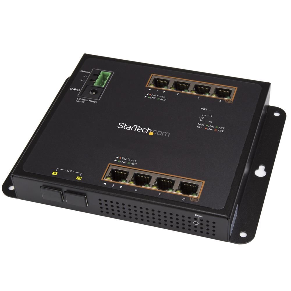 StarTech.com 8界面PoE+給電役立つこと付き添い人ギガビットイーサネット相応うマネージスイッチ 2界面SFP積み上げる ウォールマウント相応う GbE相応うスイッチングこしき IES101GP2SFW