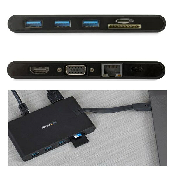 StarTech.com USB Type-C接続マルチアダプタ Mac/Windows対応 HDMI/VGA 3x USB 3.0 SD/micro SD カードスロット USB PD 3.0 DKT30CHVSCPD 時間指定不可|F-Park