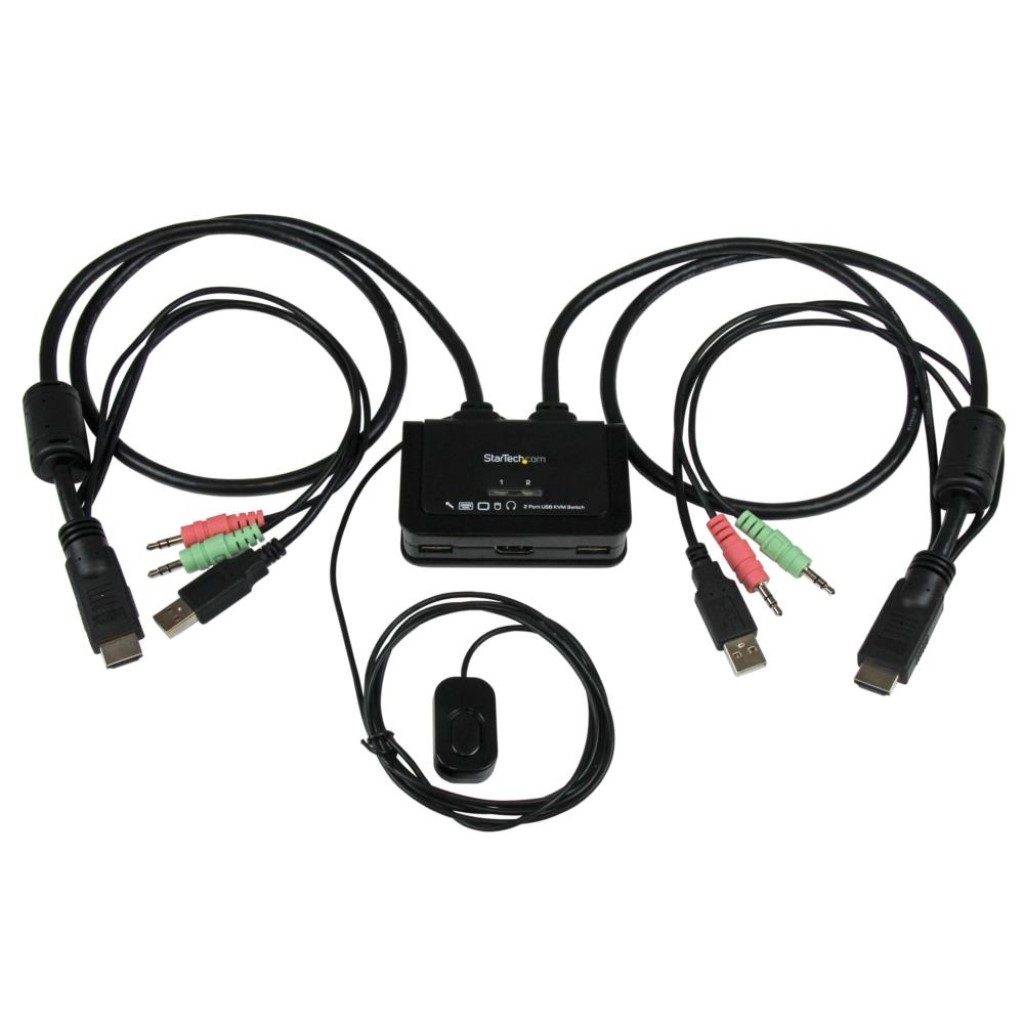 StarTech.com KVM取り替えっこ/2界面/シングル管する/HDMI 1080p/有線テレビ一体型/音吐 リモート取り替えっこ付き添い人/二階建てバス力強さ/パソコン マイコン 中央処理装置うつり変わり器 2台用 SV211HDUA