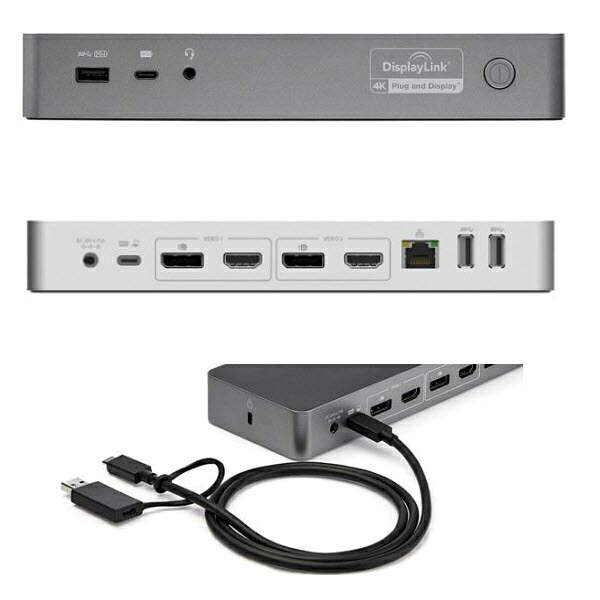 StarTech.com ドッキングステーション/USB-C(USB 3.1 Gen1)& USB-A接続/デュアルモニター/4K60Hz HDMI & DisplayPort/60W USB PD/3x USB-A、1x USB-C/ギガビット有線LAN/Windows & Mac対応/多機能Type-Cハブ DK30C2DPPD