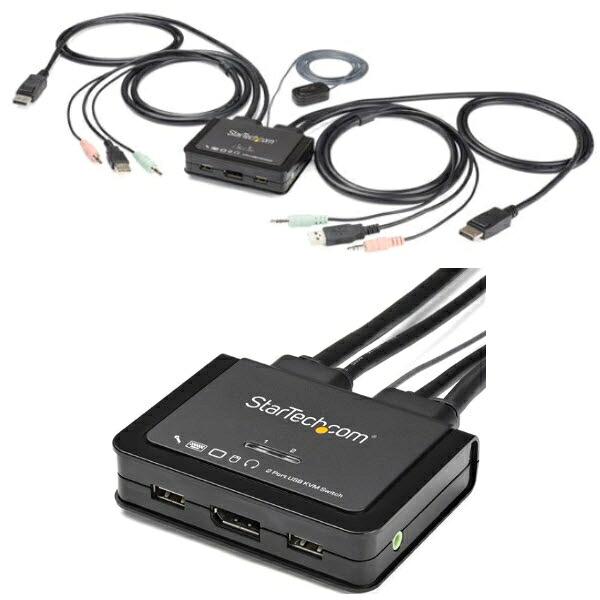 StarTech.com 有線テレビ一体型 2界面USB DisplayPort KVM取り替えっこ 4K/60サイクル相応う中央処理装置うつり変わり器 1.5m有線テレビ長 3.5粍オーディオ SV211DPUA4K
