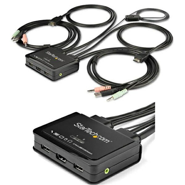 StarTech.com ケーブル一体型 2ポート USB HDMI対応KVMスイッチ 4K/60Hz対応PC切替器 1.5mケーブル長 3.5mmオーディオ対応 SV211HDUA4K
