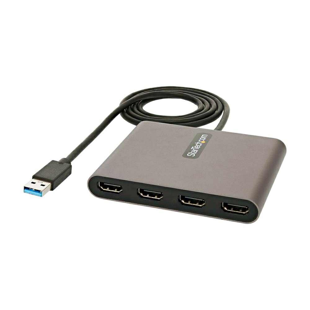 StarTech.com USB 3.0-4x HDMI変換アダプター/4画面 マルチディスプレイ/1920x1200(1080p)/マルチモニター対応/USB Type-A接続/Windowsのみ/スペースグレー/USB-HDMI モニター 変換コネクター/ディスプレイ コンバーター USB32HD4
