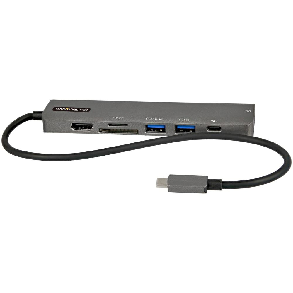 StarTech.com USB Type-Cマルチ変換アダプター/4K60Hz HDMI 2.0/100W USB PD/SD & microSD スロット/2ポートUSB 3.0 ハブ/ギガビット有線LAN/タイプC対応マルチハブ/本体一体型30cmケーブル DKT30CHSDPD1 時間指定不可|F-Park