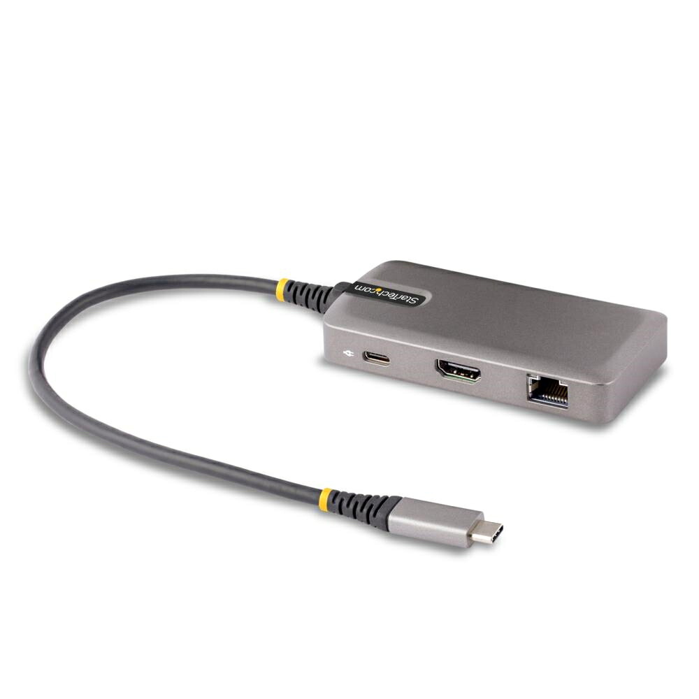 StarTech.com マルチポートアダプター/USB-C接続/シングルモニター/4K60Hz HDMI/HDR10/100W USB PDパススルー/2x USB-A/イーサネット/30cm 一体型ケーブル/各種OS対応/スペースグレー/Type C ドッキングステーション/多機能 ハブ 103B-USBC-MULTIPORT 時間指定不可|F-Park