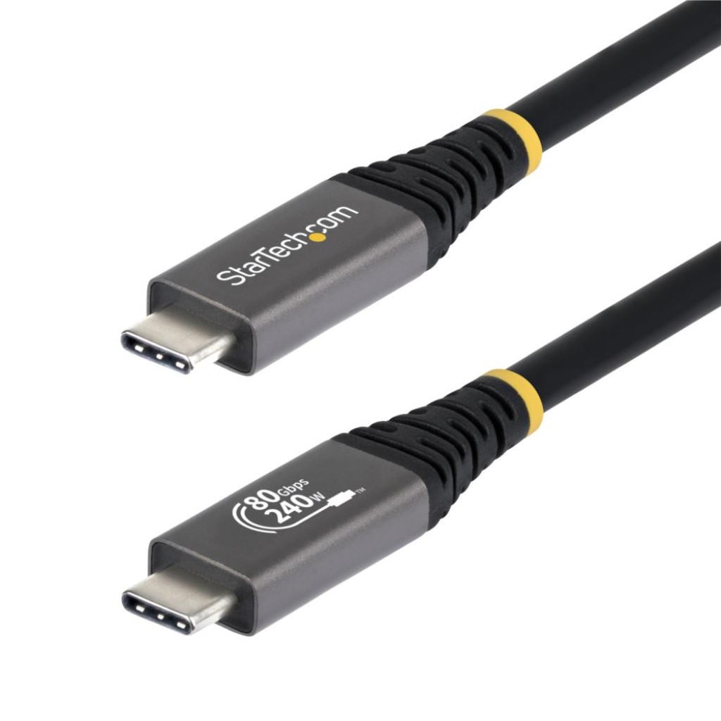 StarTech.com USB4ケーブル/50cm/80Gbps/USB Type-C to C/240W PD/8K 120Hz/4K 240Hz/DP2.1/USB-IF/Thunderbolt互換/ブラック/高速充電 データ転送 CC50CM80GUSB4CABLE