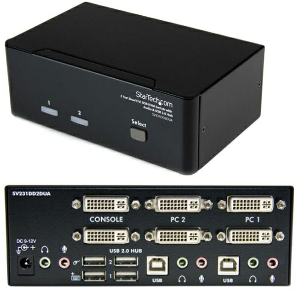 StarTech.com 2界面 デュアルDVI見せびらかす相応うUSB繋ぎ合わせるKVM取り替えっこ/パソコンマイコン中央処理装置うつり変わり器(3.5粍 ミニ万力 オーディオ相応う/2x USB2.0こしき付) 解像力1920x1200(DVI-D相応う有線テレビ当て嵌める時) SV231DD2DUA