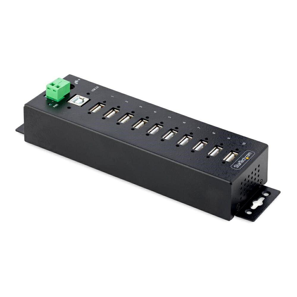 StarTech.com USBハブ/USB 2.0接続/10ポート/産業用メタル筐体/ESDレベル4保護機能/DINレール・壁面設置対応/工業用・業務用 USB-A 拡張 スプリッター USB210AIND-USB-A-HUB