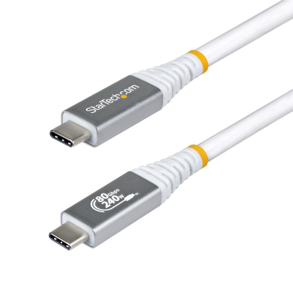 StarTech.com USB4ケーブル/1.5m/80Gbps/USB Type-C to C/240W PD/8K 120Hz/4K 240Hz/DP2.1/USB-IF/Thunderbolt互換/ホワイト/高速充電 データ転送 CC150CM80GUSB4CABLEW