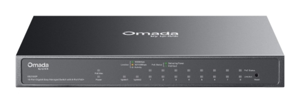 TP-Link Omada ギガビットポートx10 イージーマネージスイッチ(PoE+ポートx8搭載) ES210GP