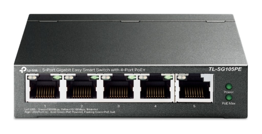 TP-Link 5ポート ギガビット PoE+(4ポート)EasySmart デスクトップ スイッチ TL-SG105PE(UN)