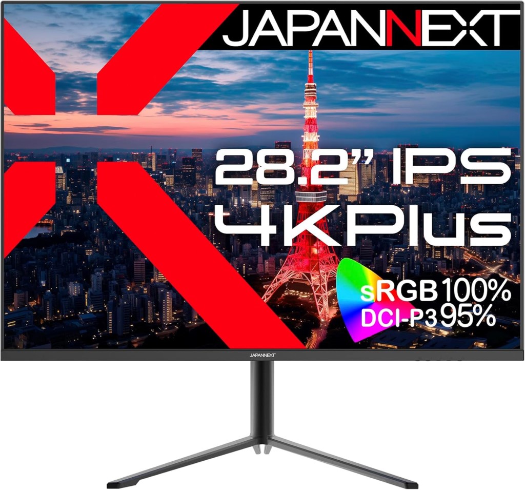 ジャパンネクスト 28.2インチ ワイド 4K Plus液晶ディスプレイ(3840x2560/IPS/DPx2/HDMIx2/PIP・PBP/チルト/ピボット/光沢/2年保証) JN-282IPS4KP