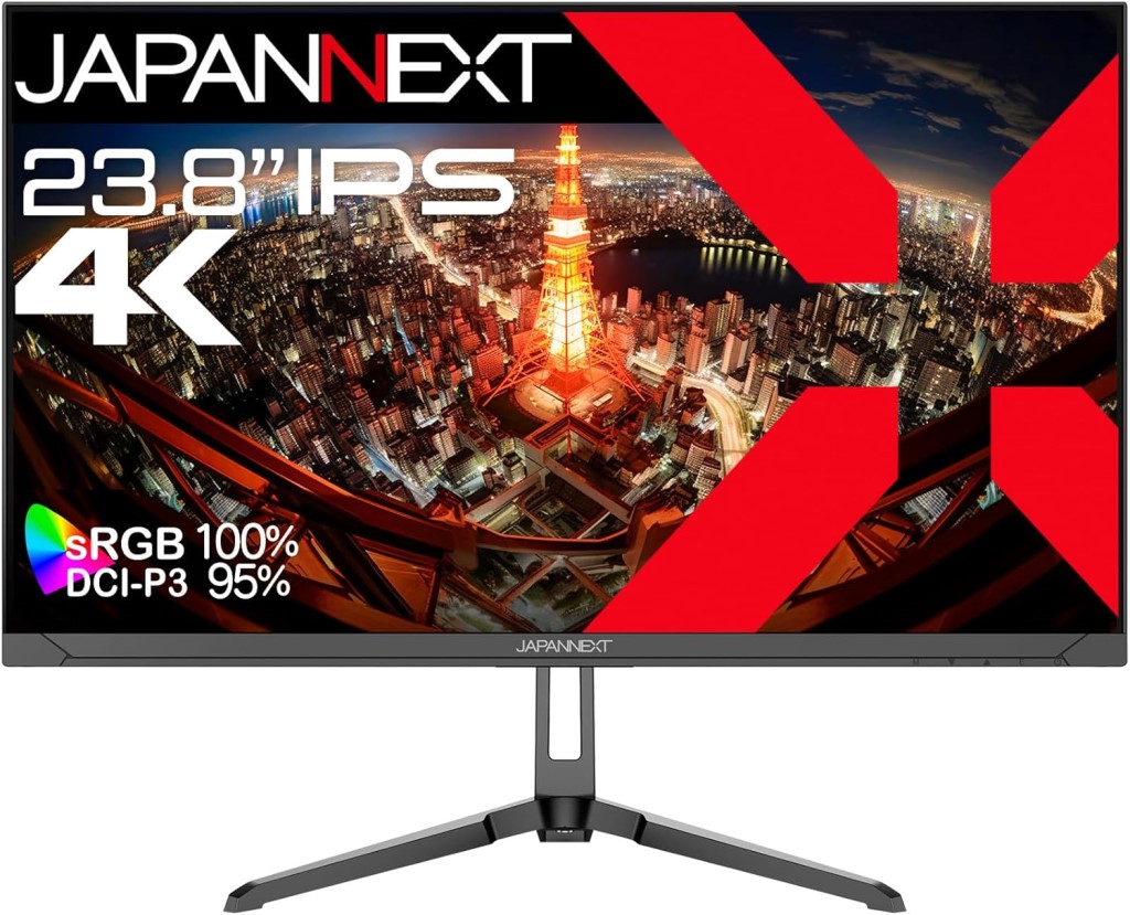 ジャパンネクスト 23.8インチ 4K液晶ディスプレイ(3840x2160/IPS/DPx2/HDMIx2/スピーカー/チルト/非光沢/2年保証) JN-IPS2380UHDR 36,080円