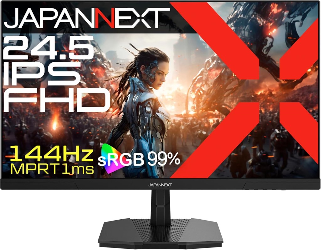 ジャパンネクスト 24.5in ゲーミングモニター(1920x1080/IPS/144サイクル/DP/HDMI/非光輝/2年引き受ける) JN-IPS245G144F